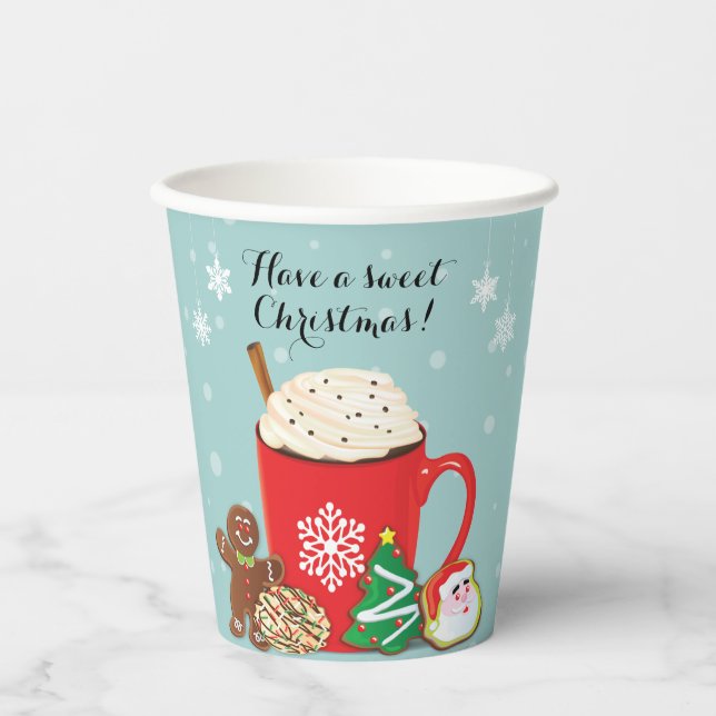 Cookies and Cocoa Christmas Holiday Party Paper Cups (Front)