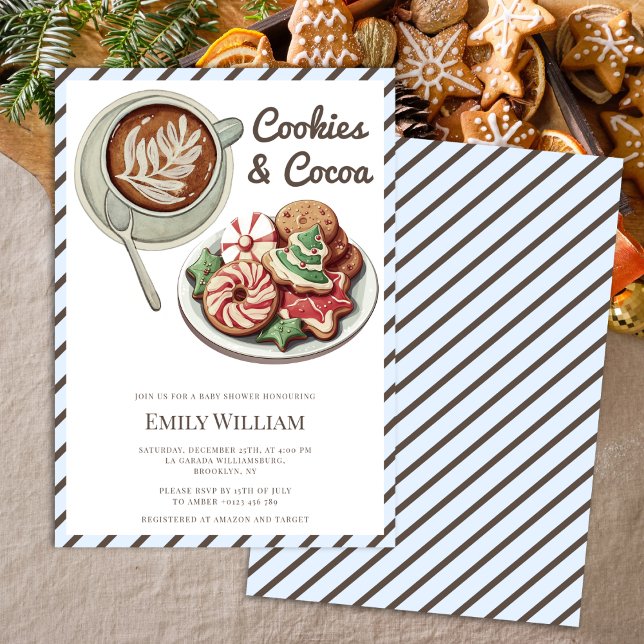 Cookies and Cocoa Cosy Pastel Blue Baby Shower  Invitation (Creator Uploaded)