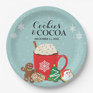Cookies and Cocoa Holiday Christmas Party Paper Plate