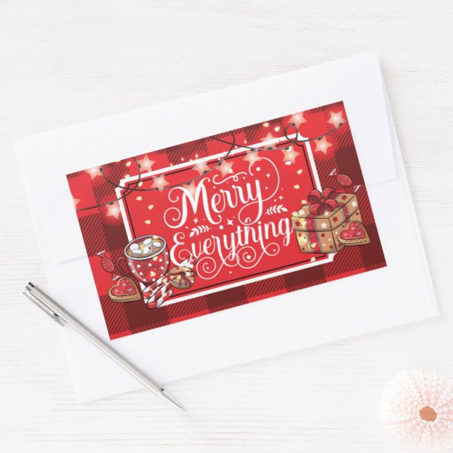 Cookies and Cocoa Merry Christmas  Rectangular Sticker (Envelope)