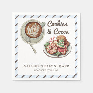 Cookies and Cocoa Warm Blue Boy Baby Shower Napkin