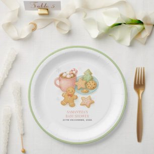 Cookies and Cocoa Winter Baby Shower Paper Plate