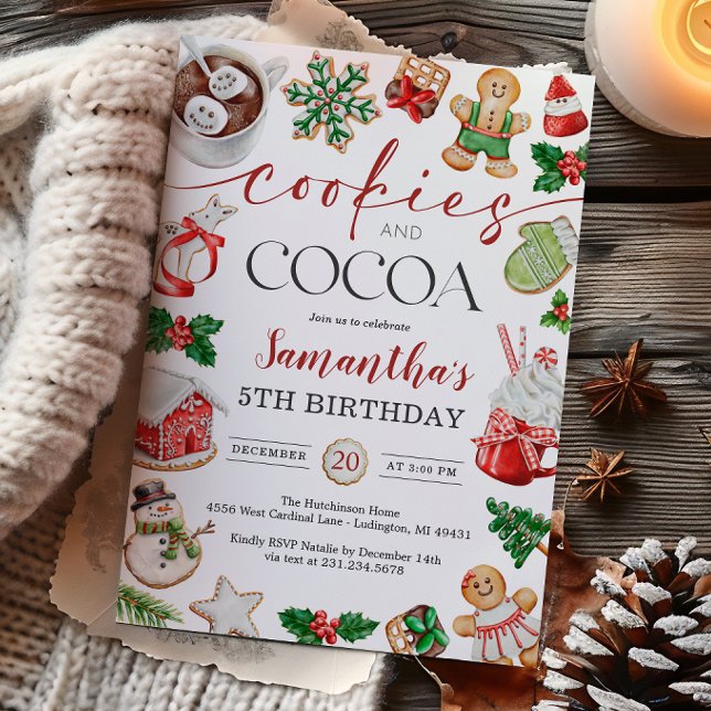 Cookies and Cocoa Winter Birthday Invitation (Cookies and Cocoa Winter Birthday Invitation
)