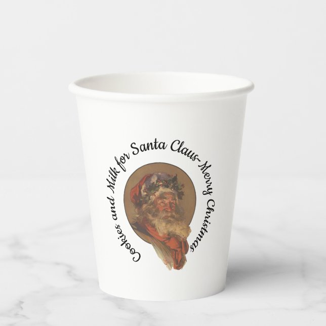 Cookies and Milk for Santa Claus -Merry Christmas Paper Cups (Front)