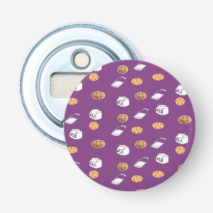 Cookies and milk on purple bottle opener
