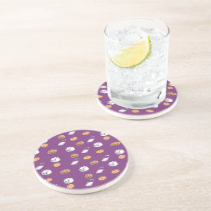 Cookies and milk on purple coaster