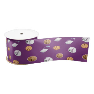 Cookies and milk on purple satin ribbon