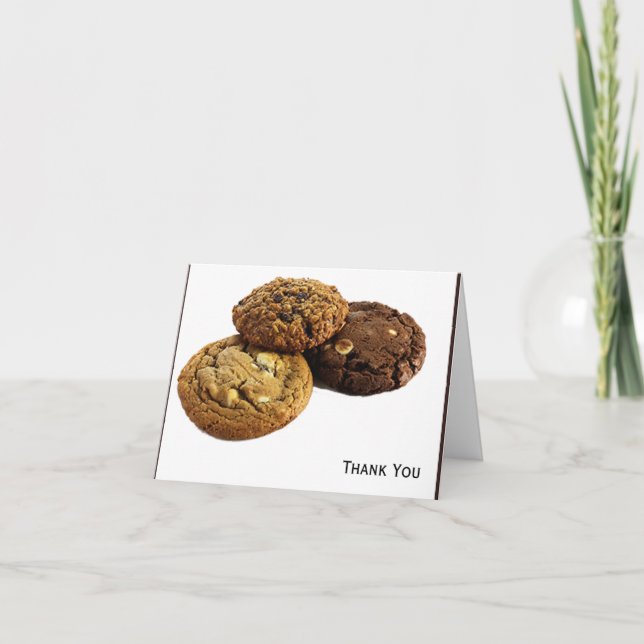 Cookies and Other Delicious Desserts on White Thank You Card (Front)