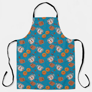 Cookies, buns: blue background pattern apron