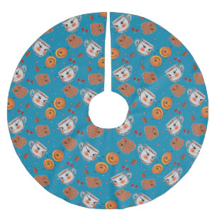 Cookies, buns: blue background pattern brushed polyester tree skirt