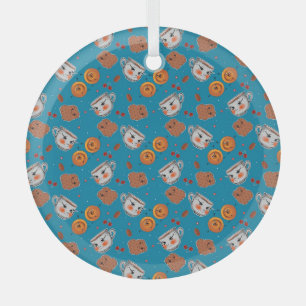 Cookies, buns: blue background pattern glass tree decoration
