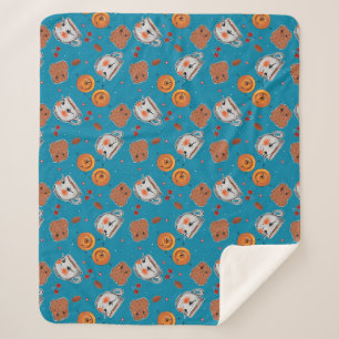 Cookies, buns: blue background pattern sherpa blanket