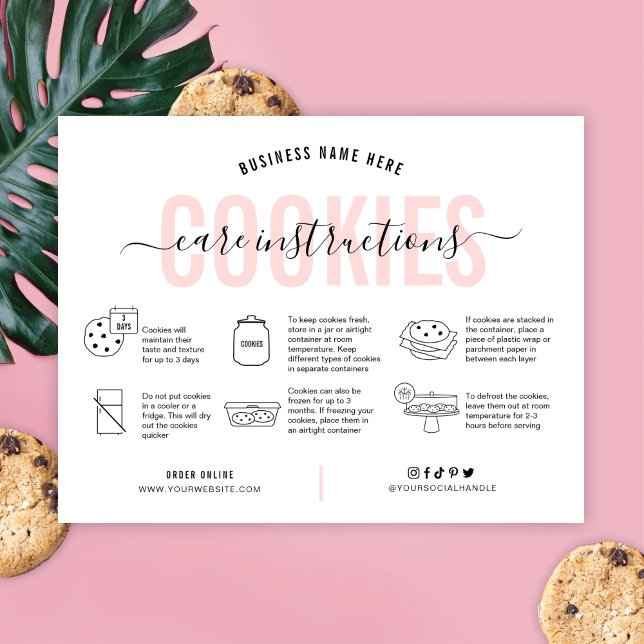 Cookies Care Card Pink Aesthetic Modern Script (Creator Uploaded)