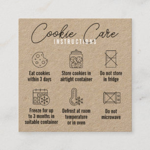 Cookies Care Instructions Kraft Square Business Card