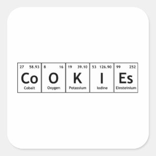 CoOKIEs Chemistry Periodic Table Words Elements Square Sticker