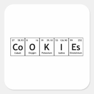 CoOKIEs Chemistry Periodic Table Words Elements Square Sticker