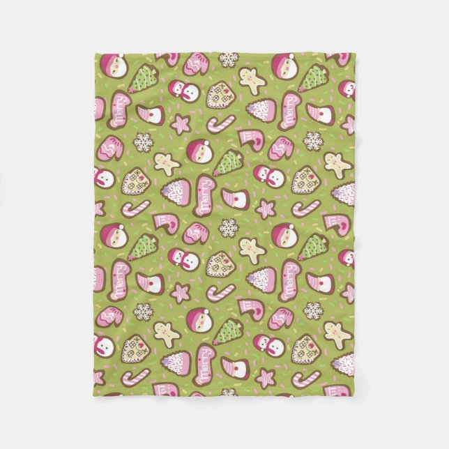 Cookies Christmas Green Fleece Blanket (Front)