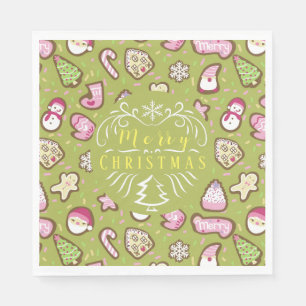 Cookies Christmas Green Napkin