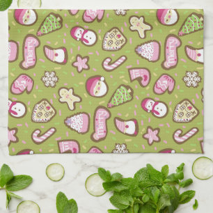 Cookies Christmas Green Tea Towel