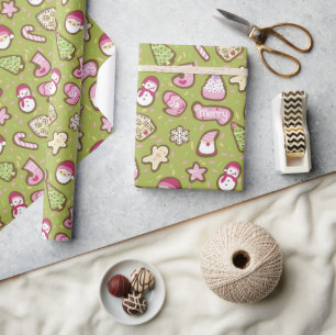 Cookies Christmas Green Wrapping Paper