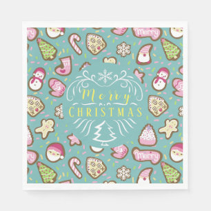 Cookies Christmas Turquoise Napkin