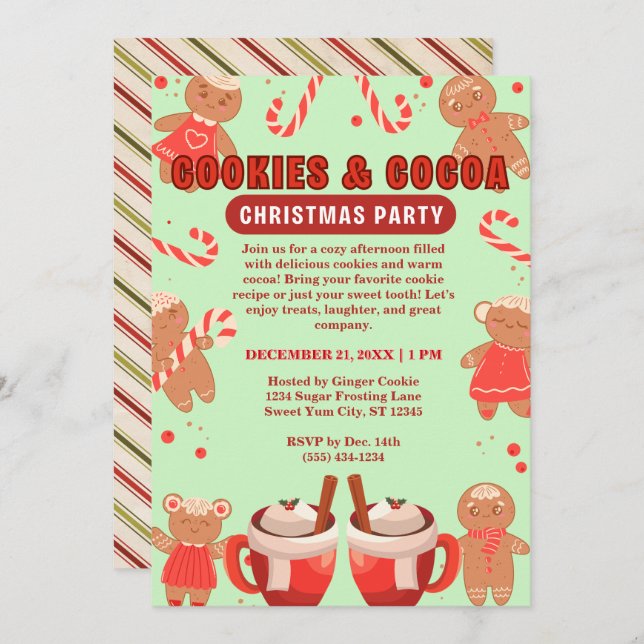 Cookies & Coca Christmas Green Party Invitation (Front/Back)