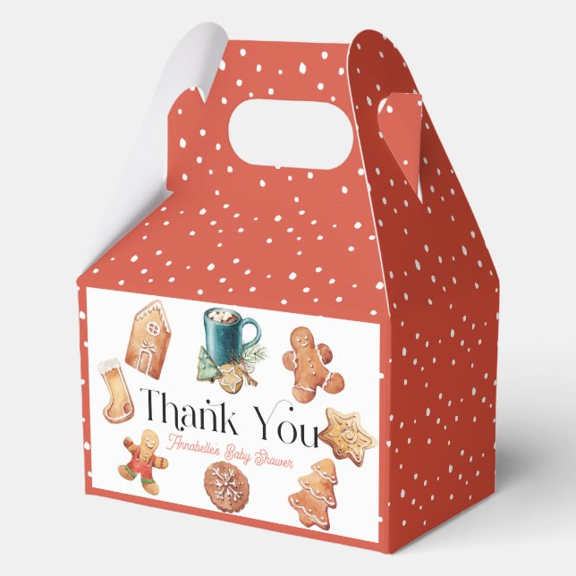 Cookies & Cocoa Christmas Holiday Baby Shower Favour Box (Front)