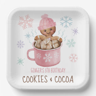 Cookies & Cocoa Gingerbread Girl Winter Birthday Paper Plate