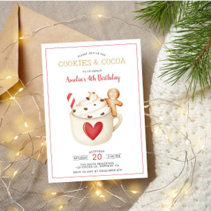 Cookies & Cocoa Hot Chocolate Red Mug Birthday Invitation