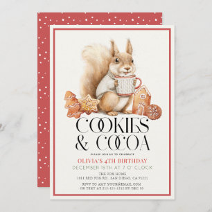 Cookies & Cocoa Hot Chocolate Squirrel Birthday Invitation