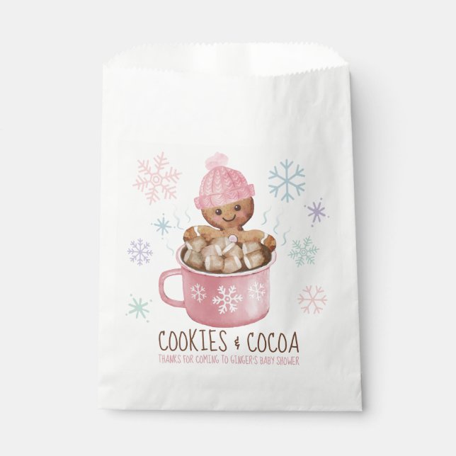 Cookies & Cocoa Winter Girl Baby Shower Favour Bags (Front)