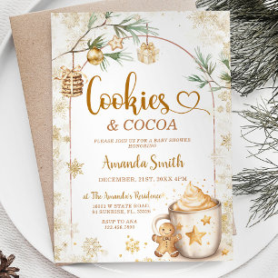 Cookies & Cocoa Winter Gold Christmas Baby Shower Invitation