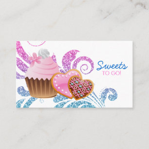 Cookies Cupcake Bakery Cute Swirl Modern glitter Business Card