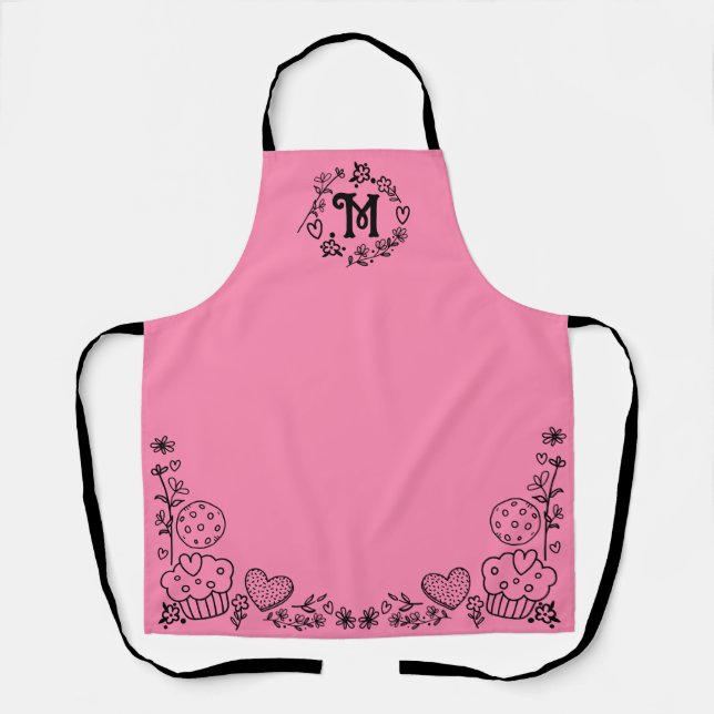Cookies cupcakes hearts flowers baking kitchen apron (Front)