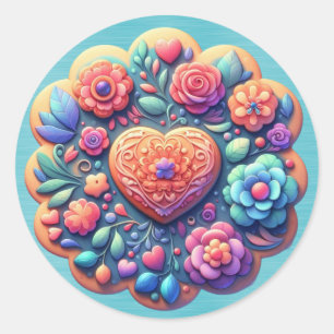 Cookies Decorated As Flowers Classic Round Sticker