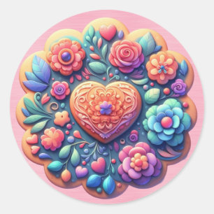 Cookies Decorated As Flowers Classic Round Sticker