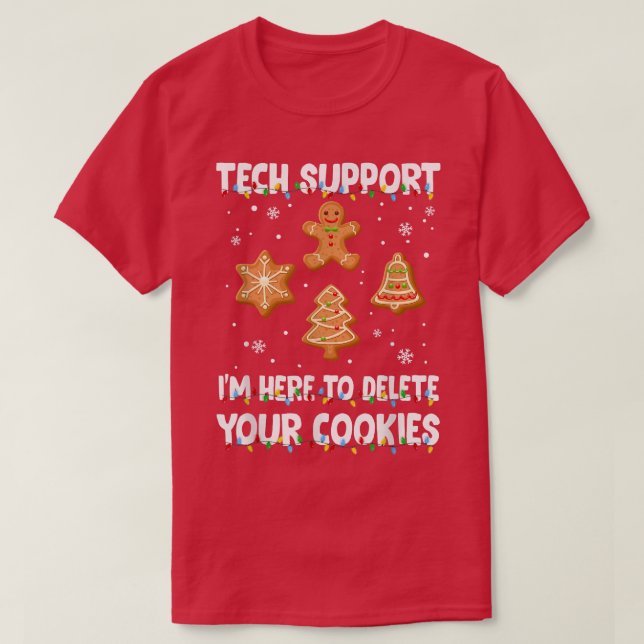 Cookies Eater Computer Tech Support Joke Christmas T-Shirt (Design Front)
