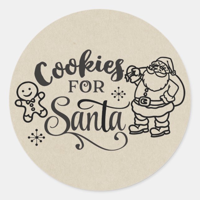 COOKIES FOR SANTA Christmas Holiday Favour Treat Classic Round Sticker (Front)