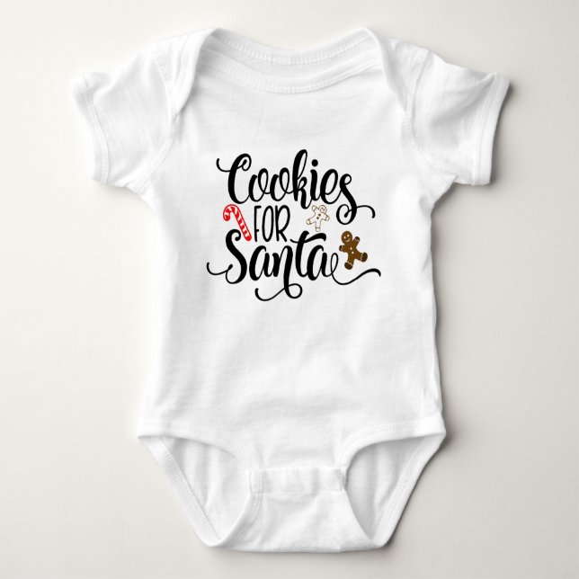 Cookies for Santa Fun Christmas Baby Bodysuit (Front)