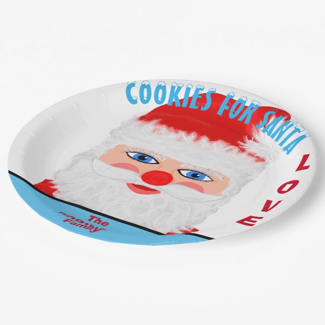 Cookies for Santa Love Family Name Paper Plate (Angled)