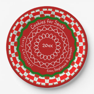 Cookies For Santa Red Green Merry Christmas Paper Plate