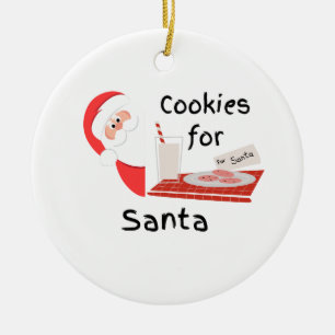 Cookies for Santa with Santa and a plate of cookie Ceramic Tree Decoration