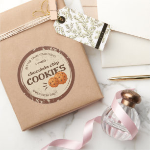 Cookies Label Circle Sticker in Brown Rustic