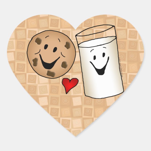 Cookies love Milk Friends Cartoon Heart Sticker (Front)