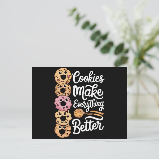 Cookies Make Everything Better Funny Christmas Holiday Postcard (Standing Front)
