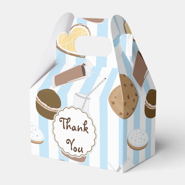 Cookies & Milk Blue Birthday Party Favour Boxes (Front Side)