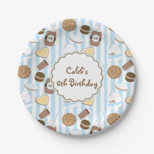Cookies & Milk Blue Boys Birthday Party Plates