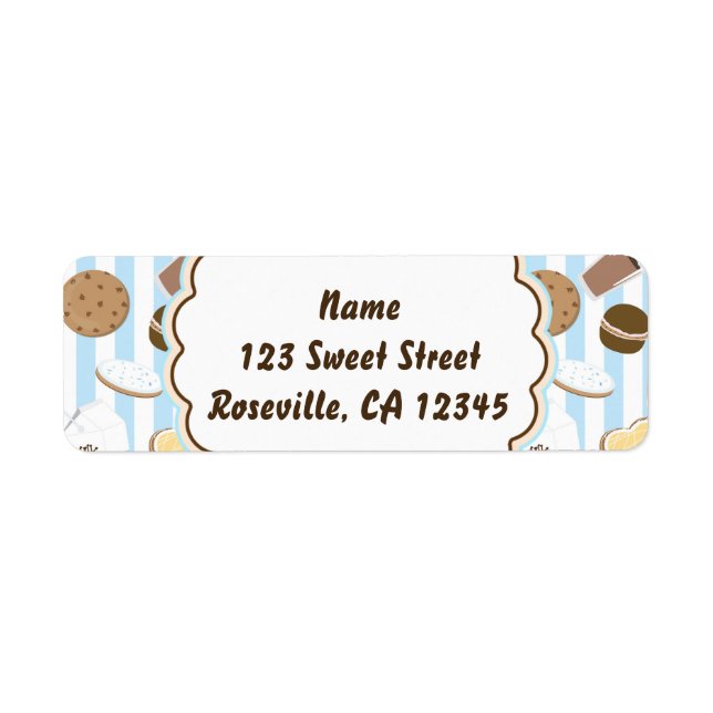 Cookies & Milk Blue Boys Party Address Label (Front)