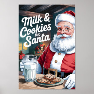 Cookies & Milk for Santa Typography Wall Art Print