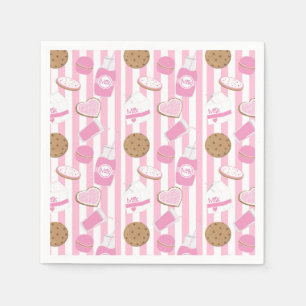 Cookies & Milk Girls Pink Birthday Party Napkins